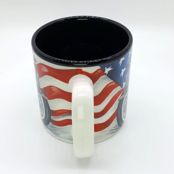 Vintage Motorcycle Bike American Flag Patriotic Coffee Tea Mug - Picture 4 of 6